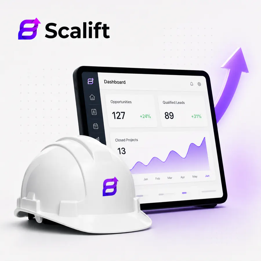 Illustration of a construction project connected to marketing growth and lead generation